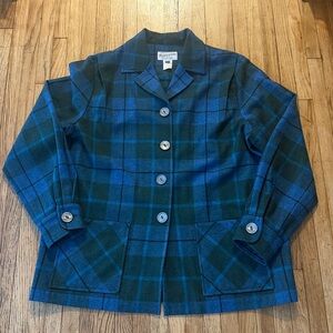 The Pendleton 49er Blue Green plaid wool jacket Medium